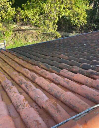 Toiture avant nettoyage et démoussage.